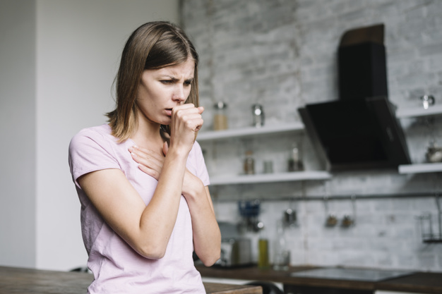 A Sick Woman Coughing